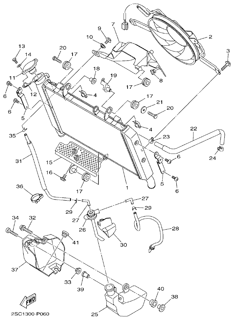 Yamaha MT-09 RADIATOR & HOSE parts diagram