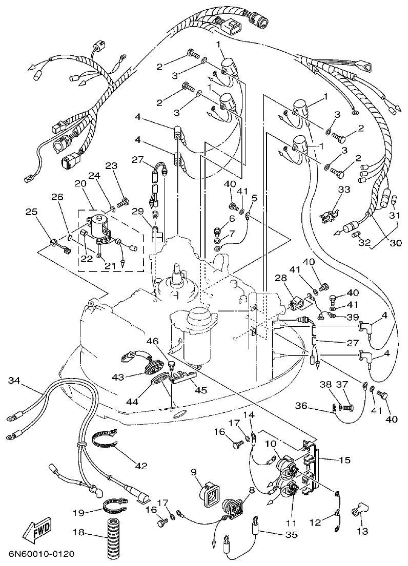 Yamaha 115CETO, 130BETO ELECTRICAL 2 parts diagram