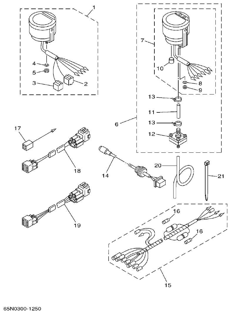Yamaha 115CETO, 130BETO METER parts diagram