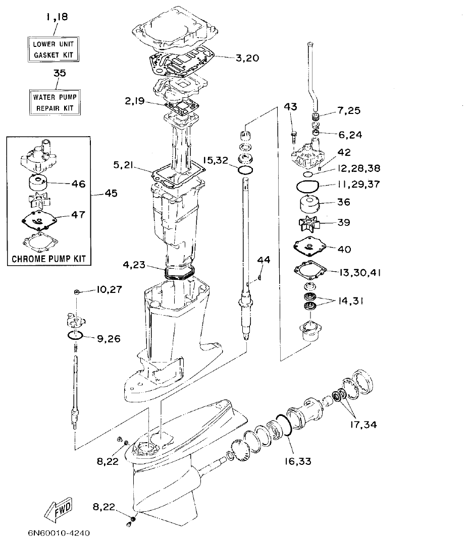 Yamaha 115CETO, 130BETO REPAIR KIT 2 parts diagram