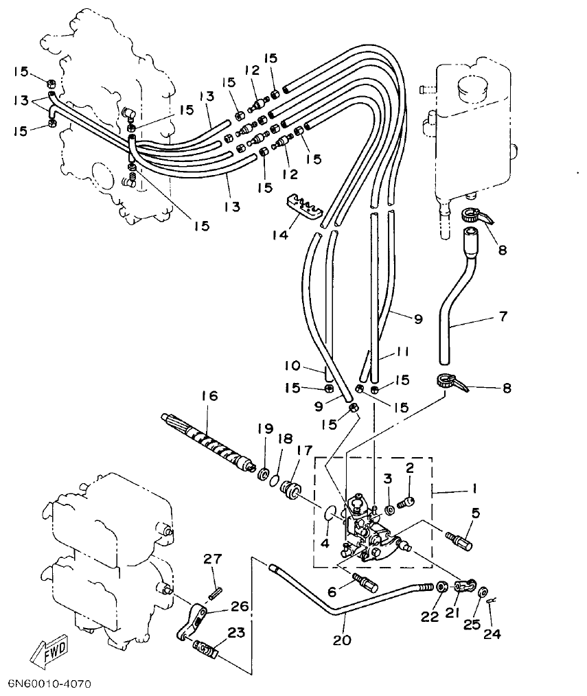 Yamaha 115CETO, 130BETO OIL PUMP parts diagram