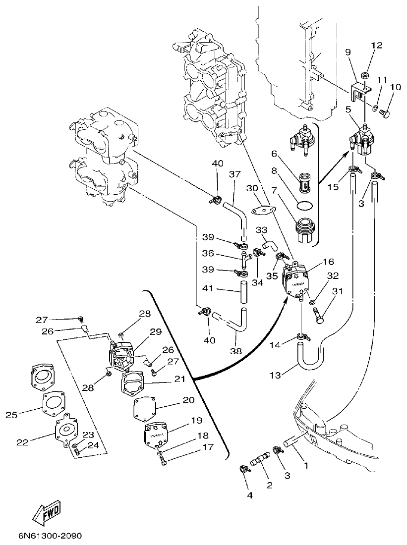 Yamaha 115CETO, 130BETO FUEL 1 parts diagram