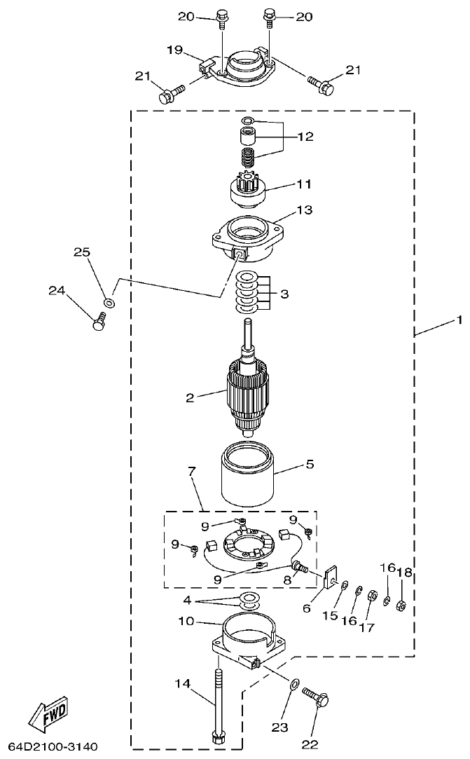 Yamaha L130BETO STARTING MOTOR parts diagram