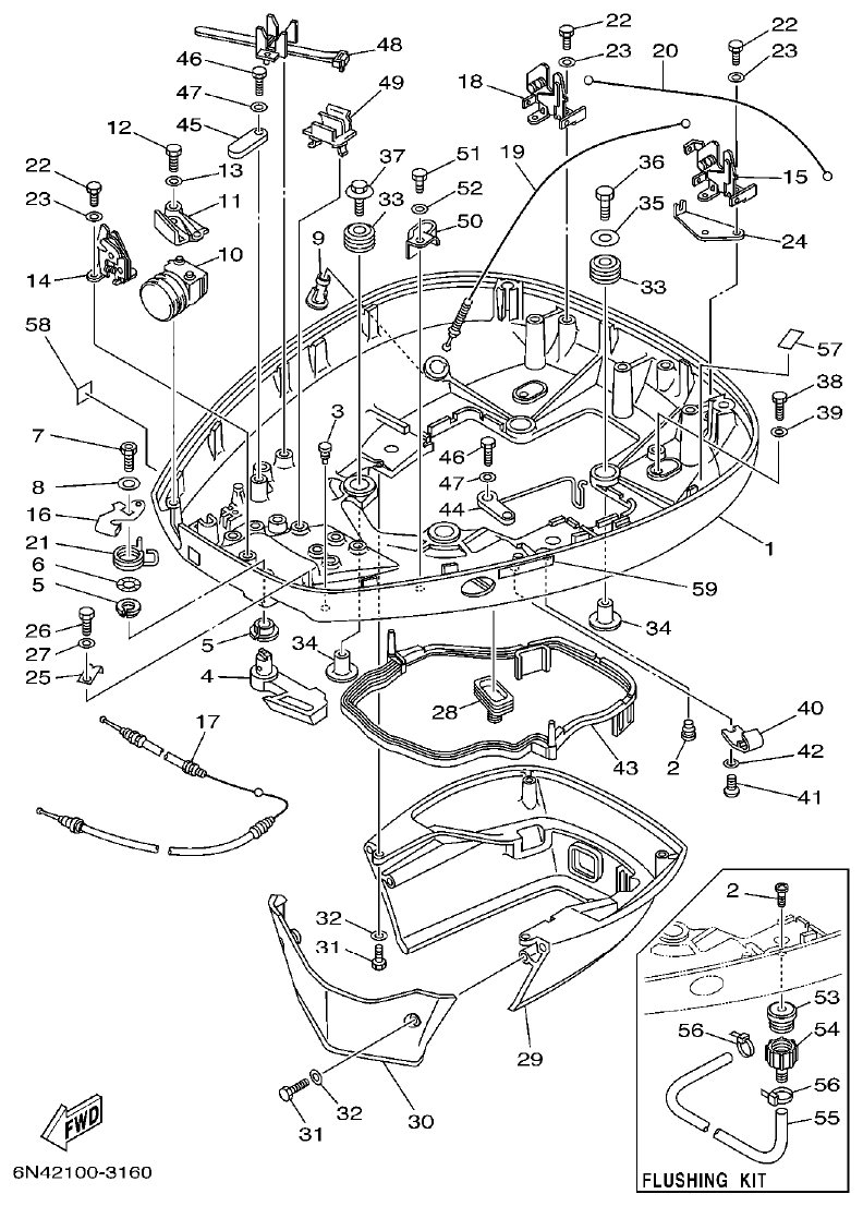 Yamaha L130BETO BOTTOM COWLING parts diagram