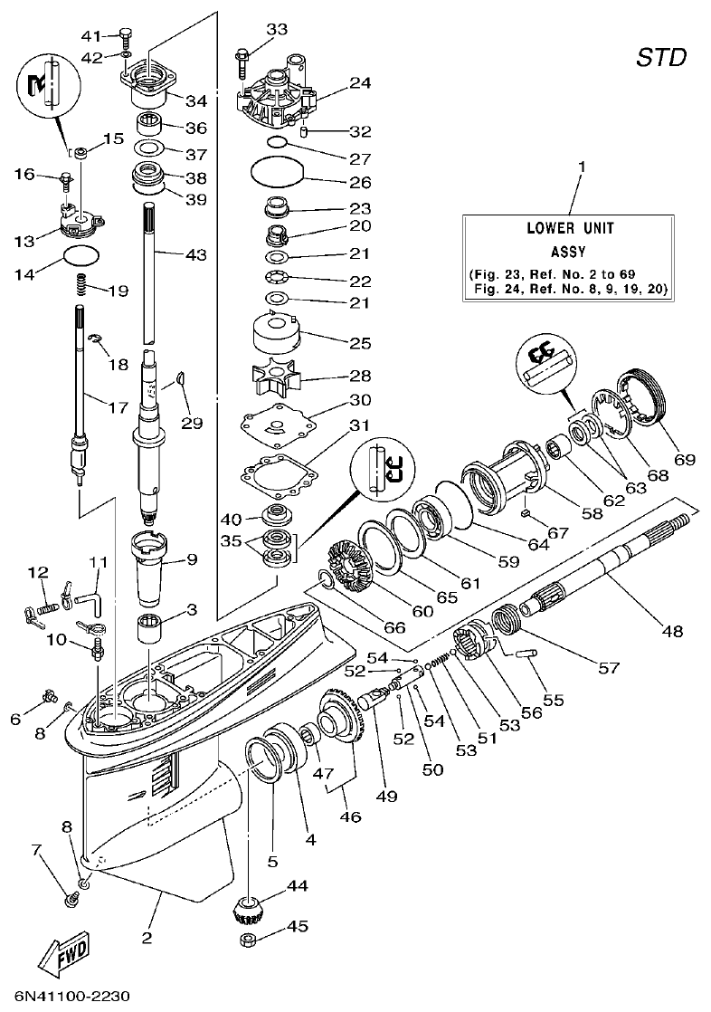 Yamaha L130BETO LOWER CASING. DRIVE 1 parts diagram