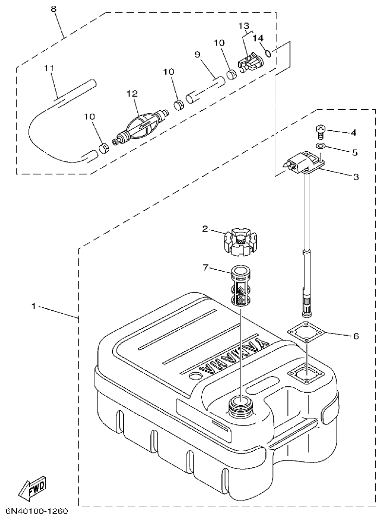 Yamaha L130BETO FUEL TANK parts diagram