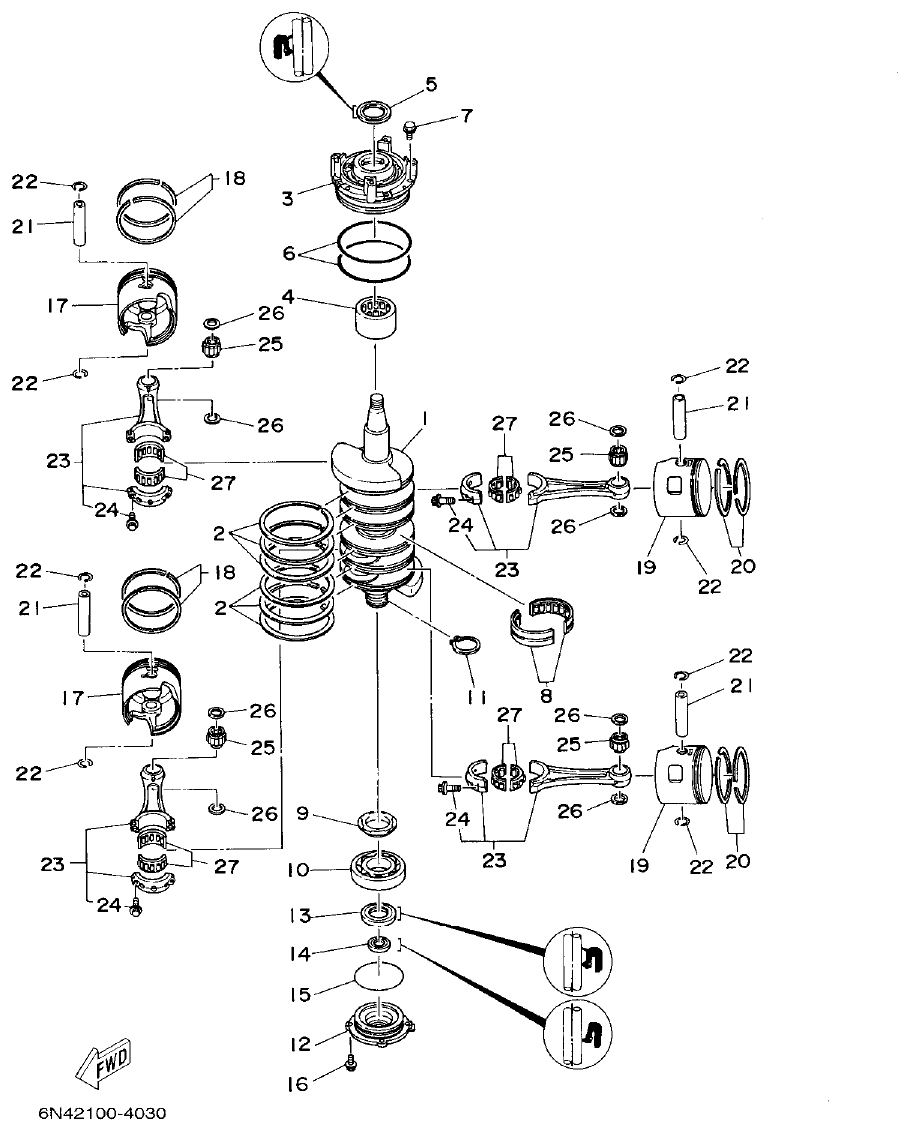Yamaha L130BETO CRANKSHAFT. PISTON parts diagram
