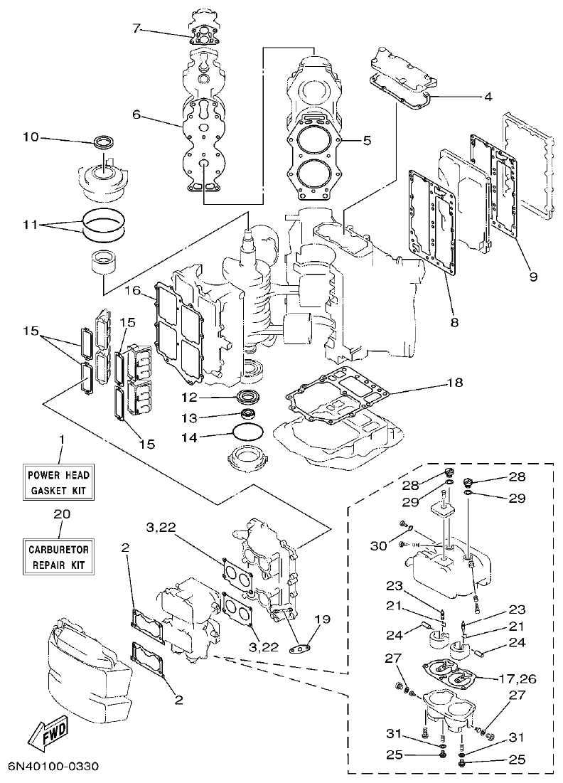 Yamaha L130BETO REPAIR KIT 1 parts diagram