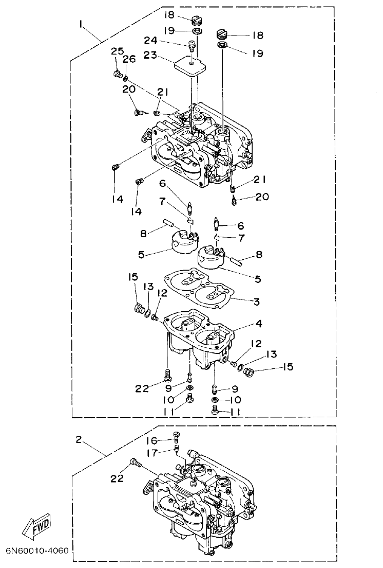 Yamaha L130BETO CARBURETOR parts diagram