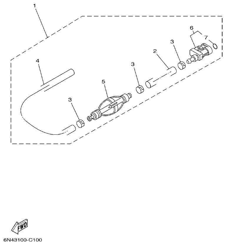 Yamaha 115C, 130B, L130B, L130BETO FUEL 2 parts diagram
