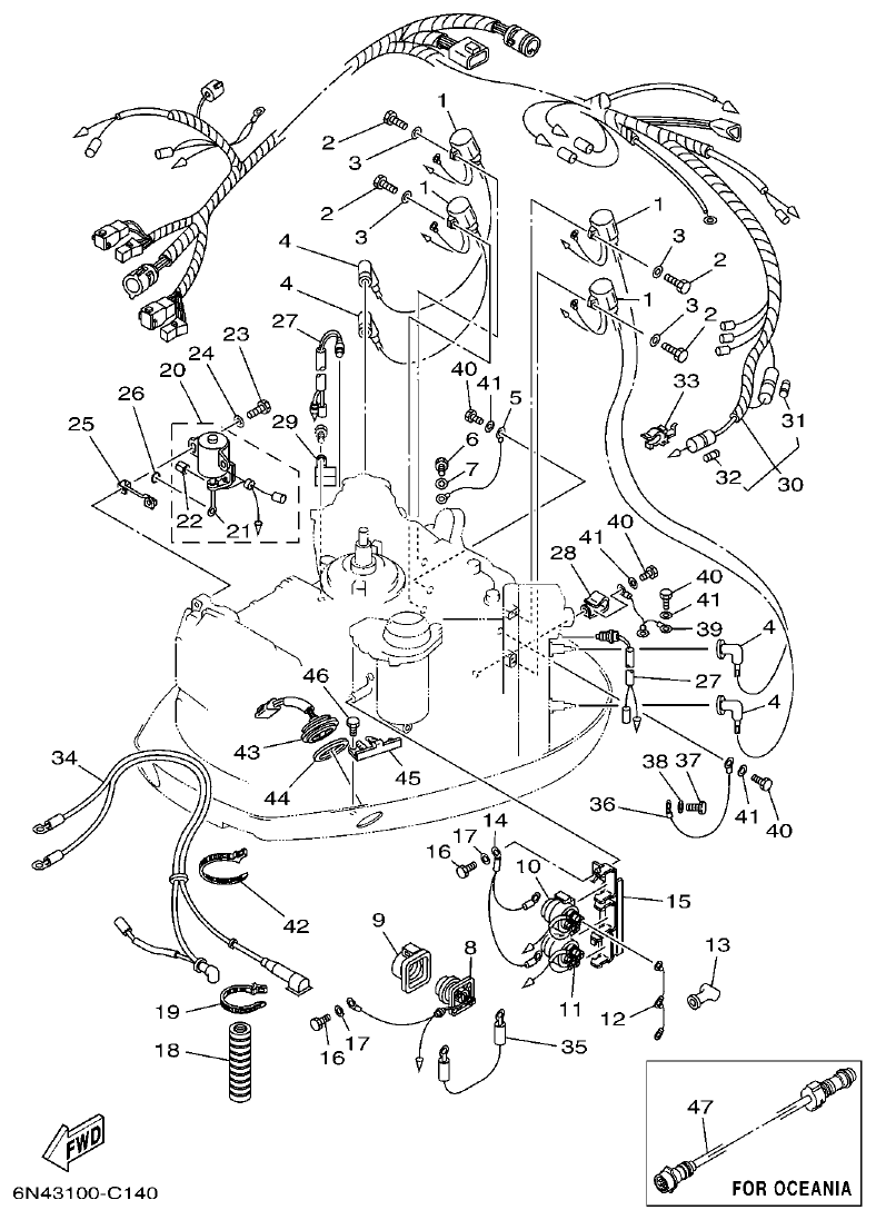 Yamaha 115C, 130B, L130B, L130BETO ELECTRICAL 2 parts diagram