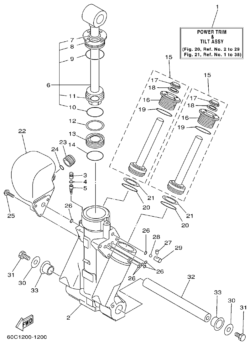 Yamaha 115C, 130B, L130B, L130BETO POWER TRIM & TILT ASSY 1 parts diagram