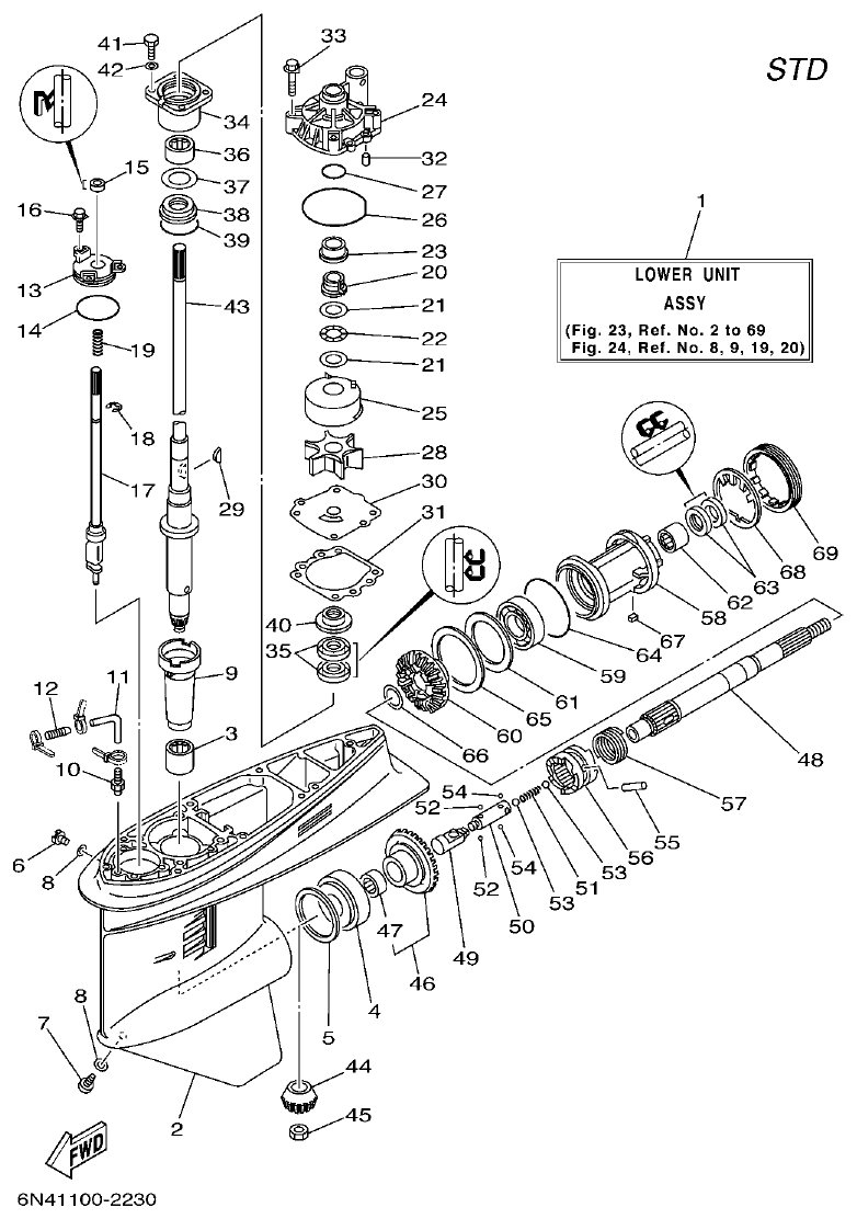 Yamaha 115C, 130B, L130B, L130BETO LOWER CASING. DRIVE 1 parts diagram