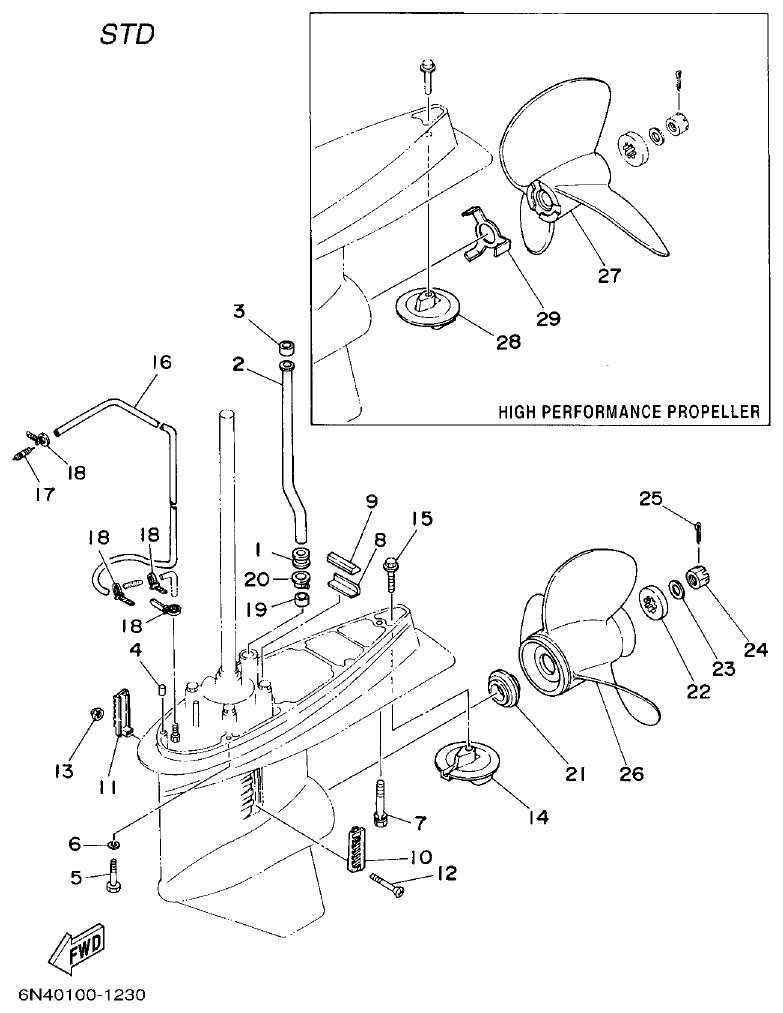 Yamaha 115C, 130B, L130B, L130BETO LOWER CASING. DRIVE 2 parts diagram