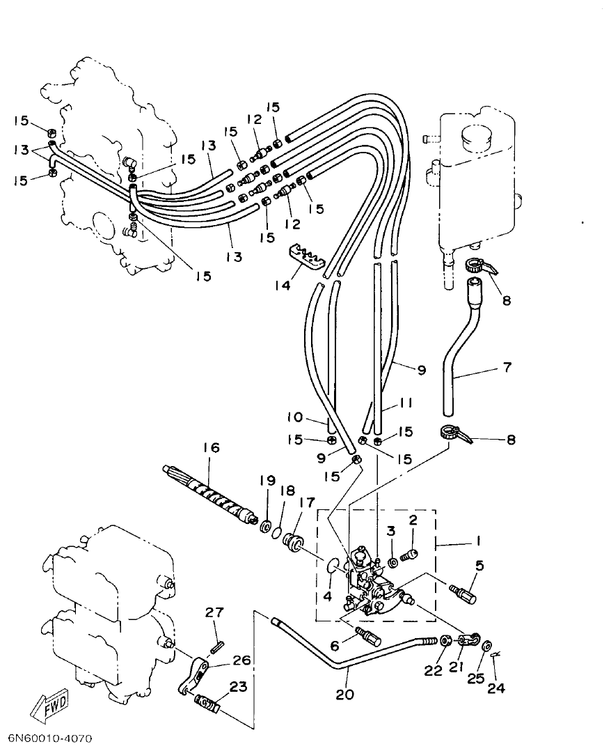 Yamaha 115C, 130B, L130B, L130BETO OIL PUMP parts diagram