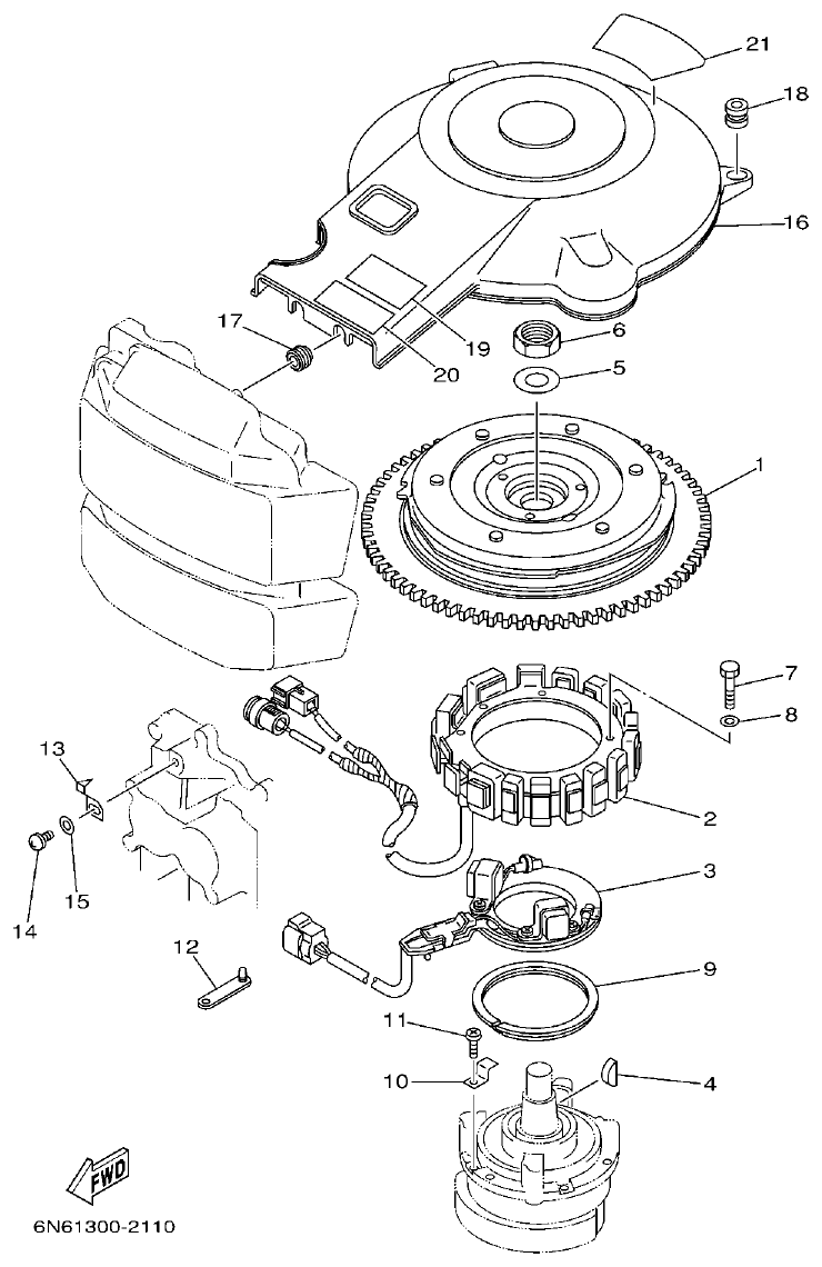 Yamaha 115CETO, 130BETO GENERATOR parts diagram