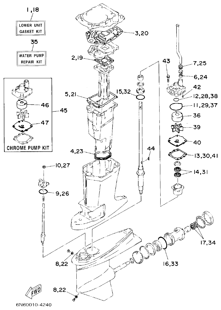Yamaha 115CETO, 130BETO REPAIR KIT 2 parts diagram