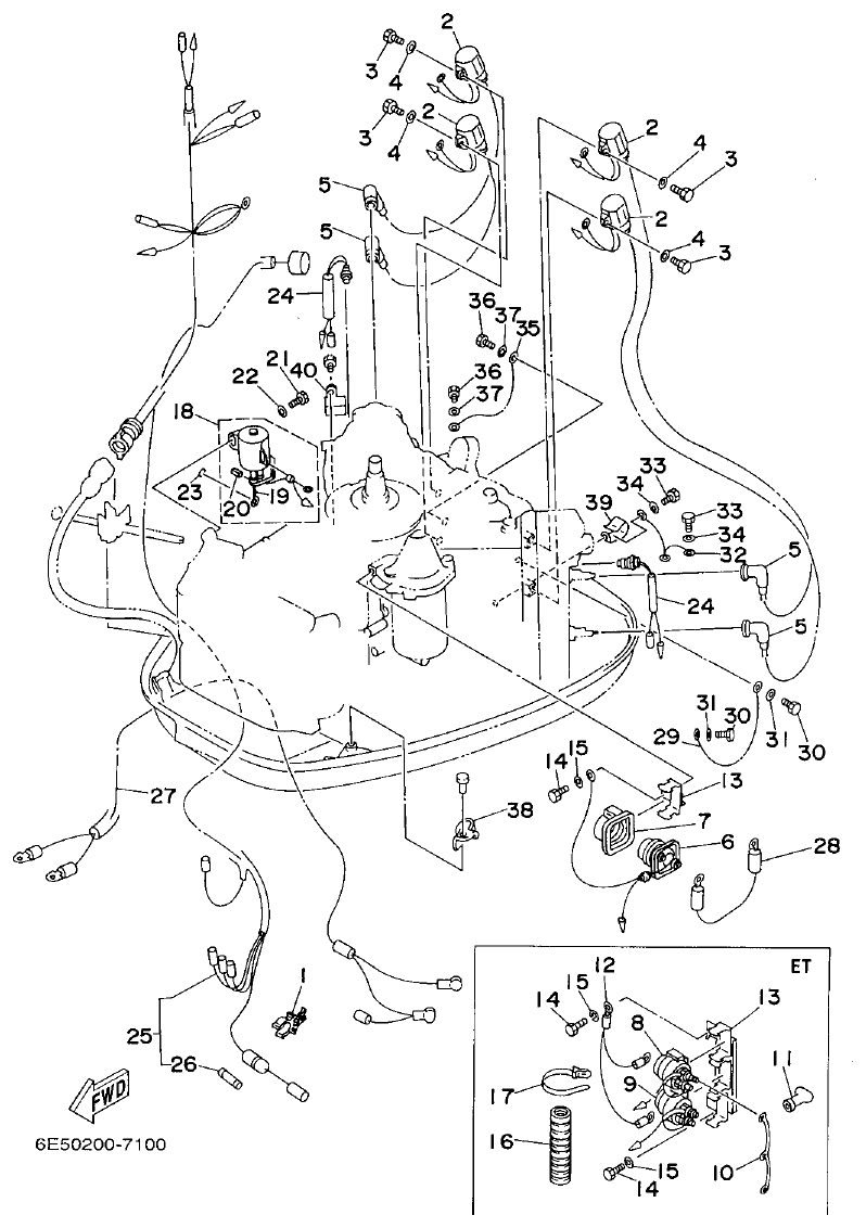 Yamaha 115B, 140B ELECTRICAL 2 parts diagram