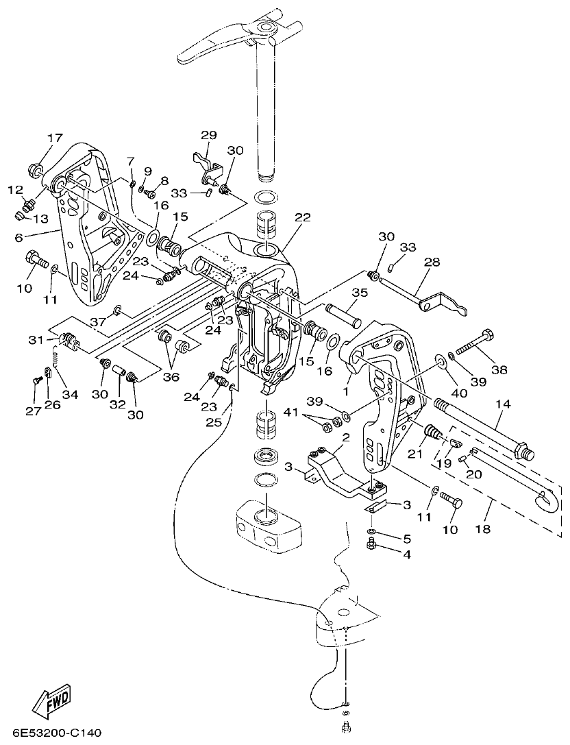 Yamaha 115B, 140B BRACKET 1 parts diagram