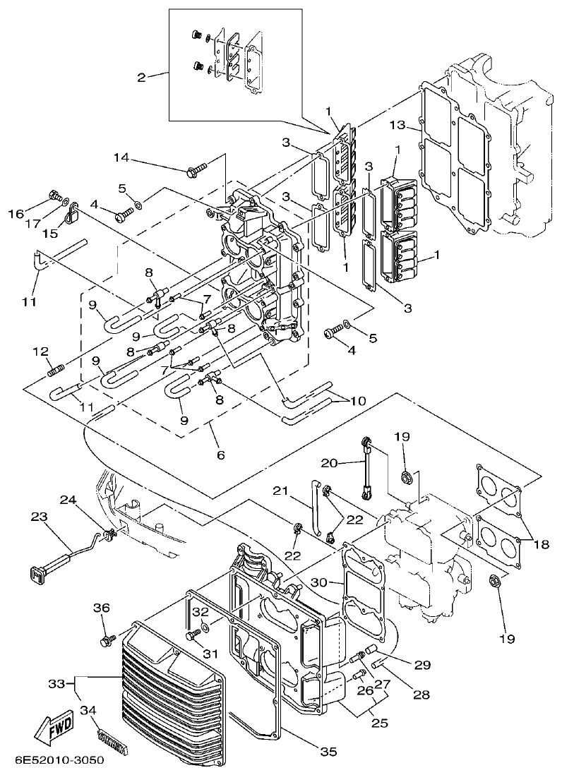 Yamaha 115B, 140B INTAKE parts diagram