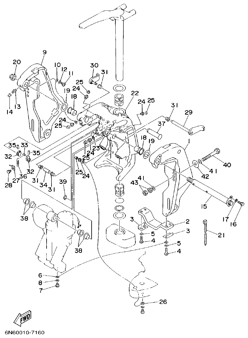 Yamaha L150A, L200A BRACKET 1 parts diagram