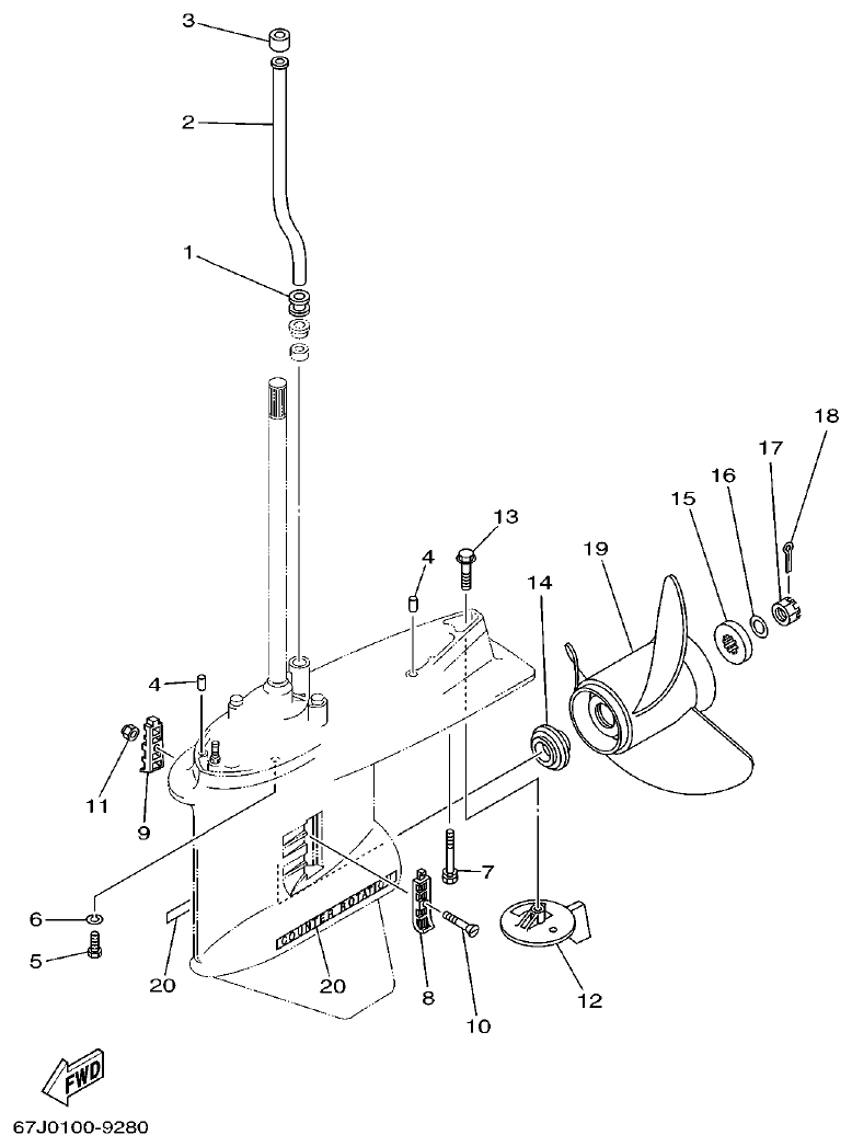 Yamaha L150A, L200A LOWER CASING. DRIVE 4 parts diagram