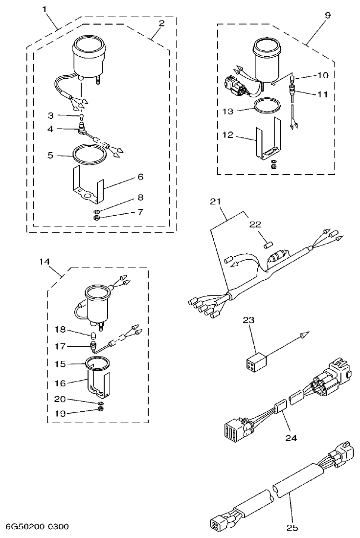 Yamaha L150A, L200A METER 1 parts diagram