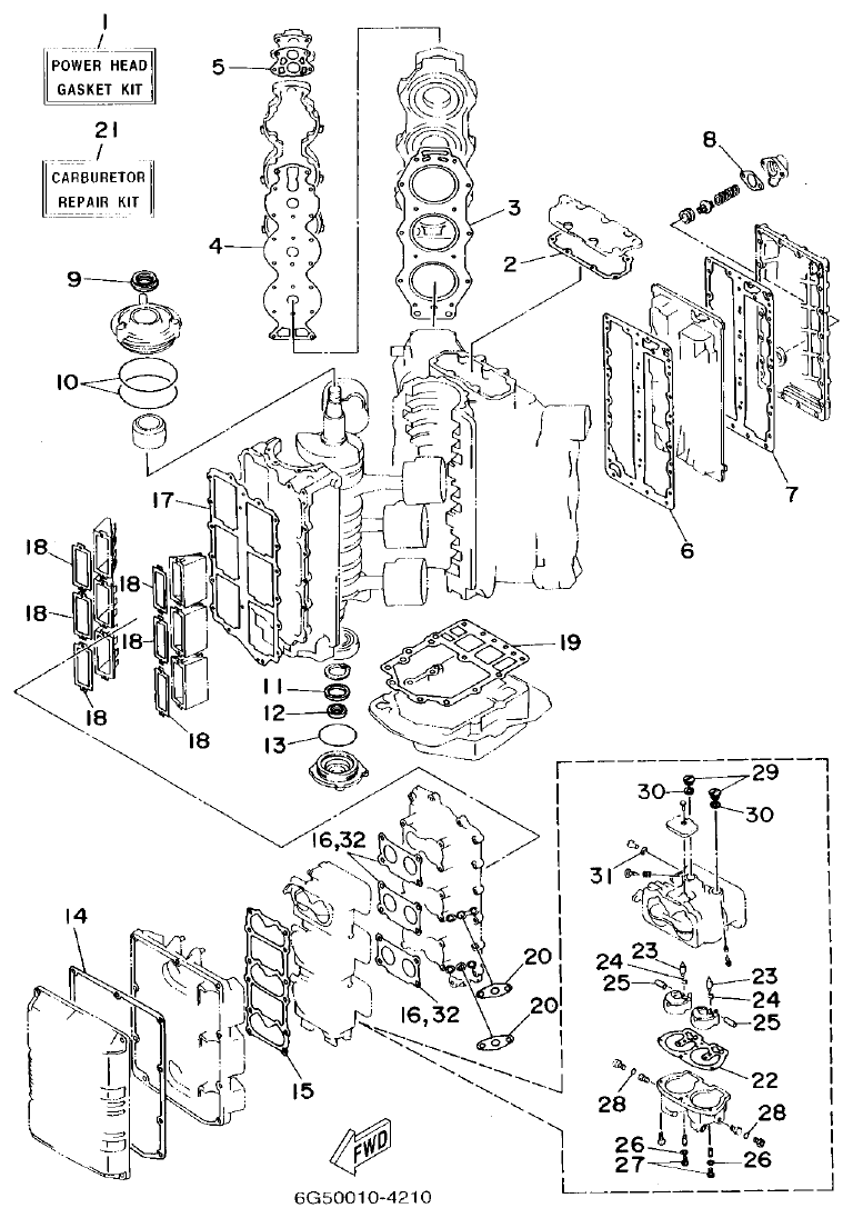 Yamaha L150A, L200A REPAIR KIT 1 parts diagram