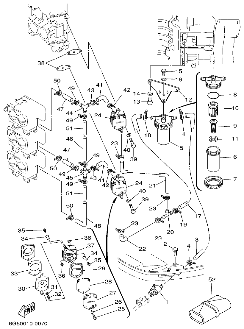 Yamaha L150A, L200A FUEL 1 parts diagram