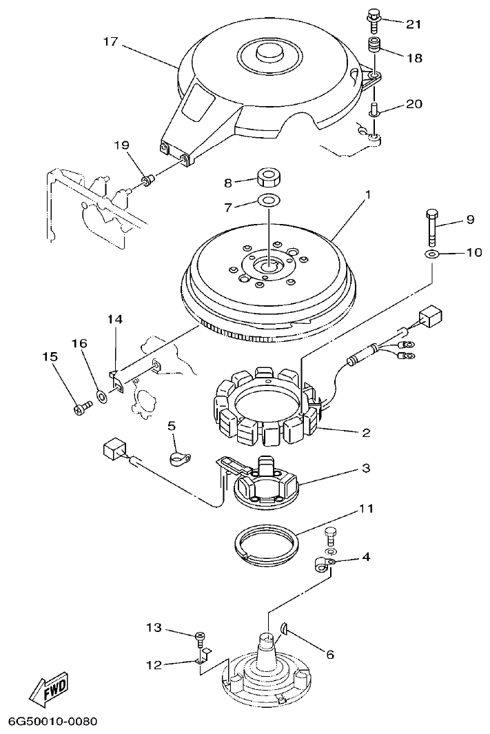 Yamaha L150A, L200A GENERATOR parts diagram