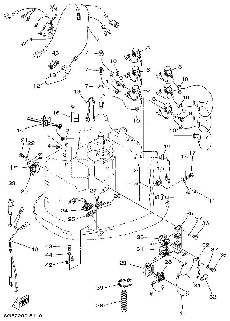 Yamaha 150AET, 175AET, 200AET, L150AET, L200AET ELECTRICAL 2 parts diagram