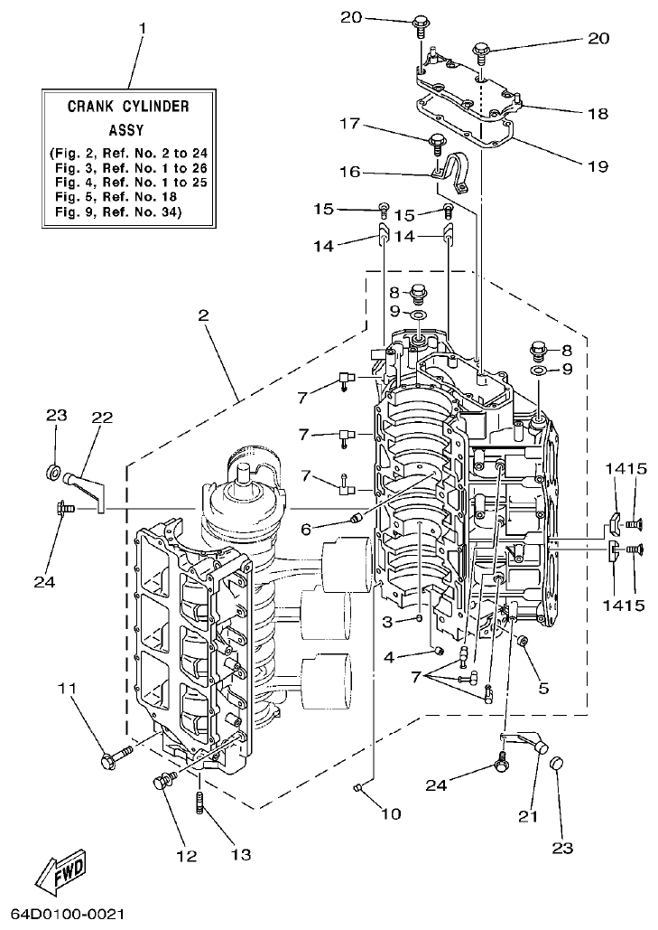 Yamaha A1 CYLINDER. CRANKCASE 1 parts diagram
