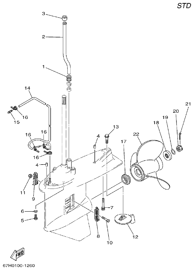 Yamaha A1 LOWER CASING. DRIVE 2 parts diagram