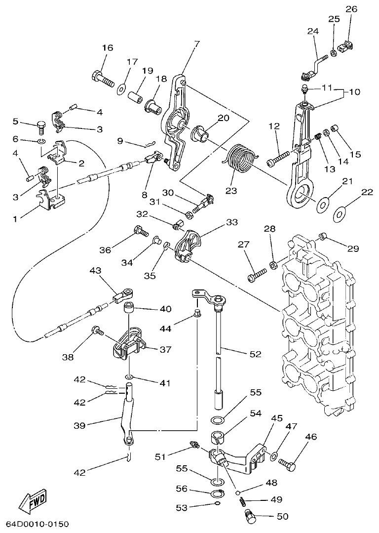 Yamaha 150FETO, 175DETO, L150FETO CONTROL parts diagram