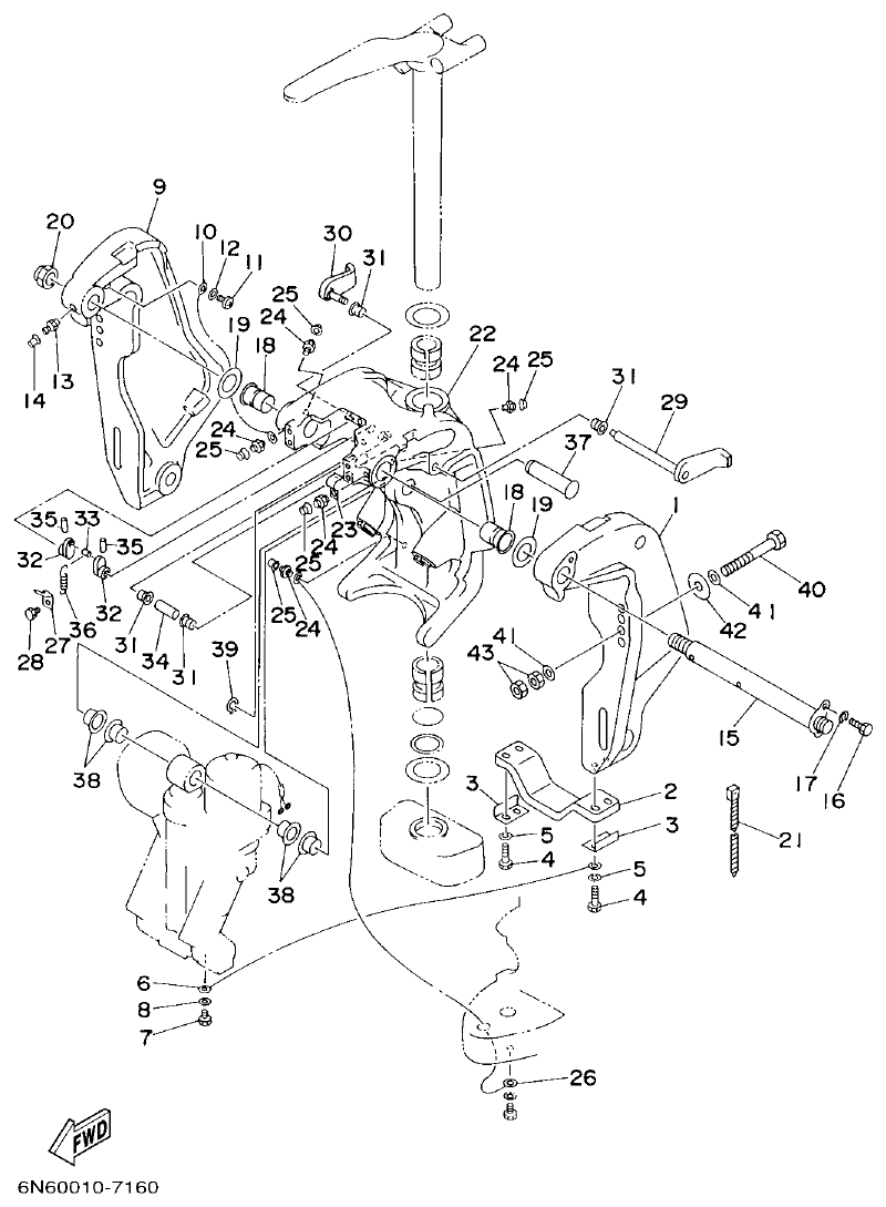 Yamaha 150FETO, 175DETO, L150FETO BRACKET 1 parts diagram