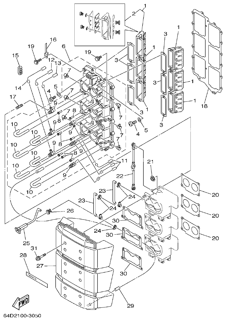 Yamaha 150FETO, 175DETO, L150FETO INTAKE parts diagram