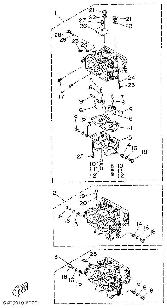 Yamaha 150FETO, 175DETO, L150FETO CARBURETOR parts diagram
