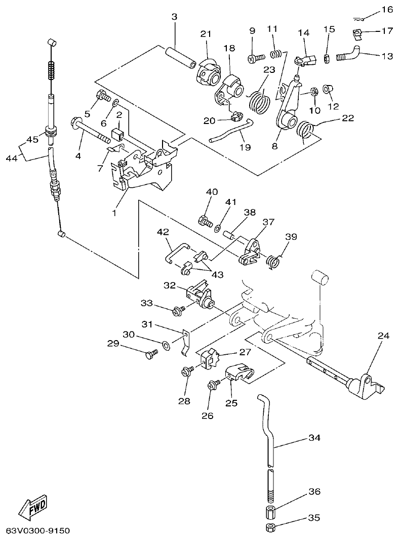 Yamaha 9F, 5A, 15F CONTROL parts diagram