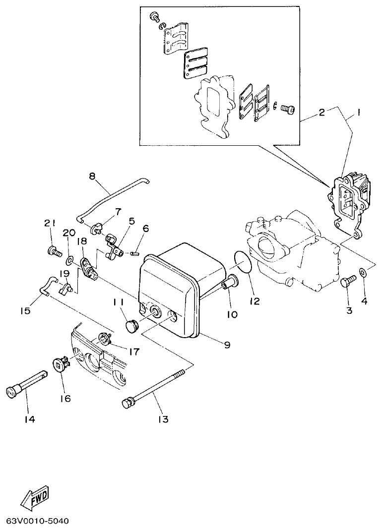 Yamaha 9F, 5A, 15F INTAKE parts diagram