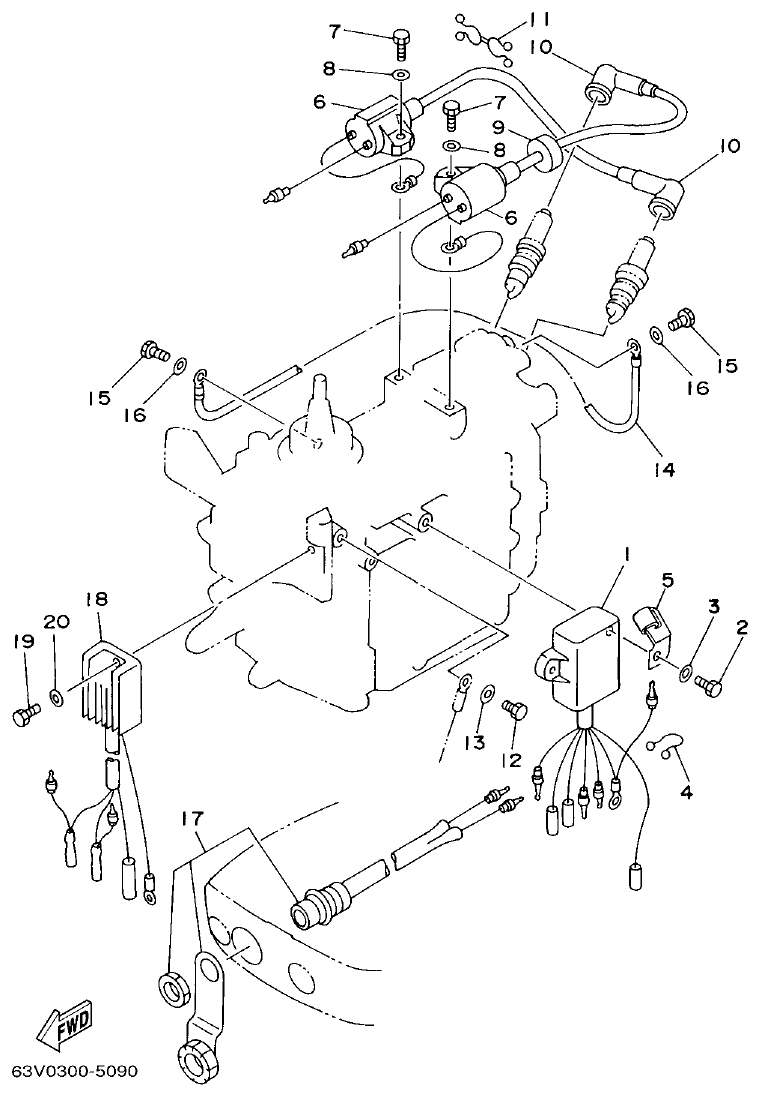Yamaha 9F, 5A, 15F ELECTRICAL parts diagram