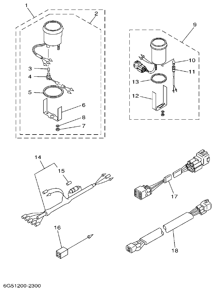 Yamaha 150AET, 175AET, 200AET, L150AET, L200AET METER parts diagram