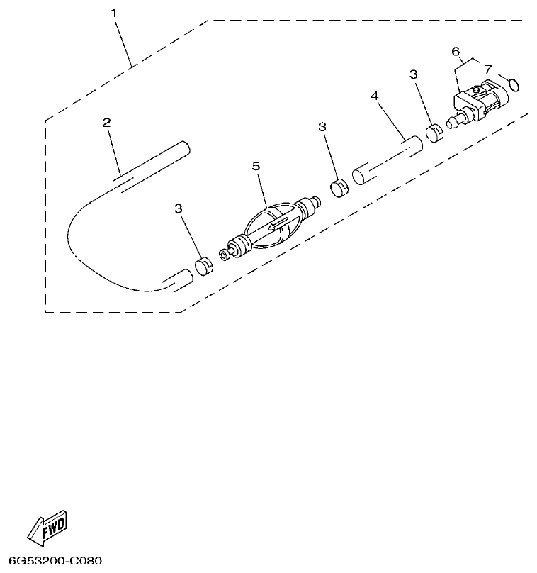 Yamaha 150AET, 175AET, 200AET, L150AET, L200AET FUEL 2 parts diagram