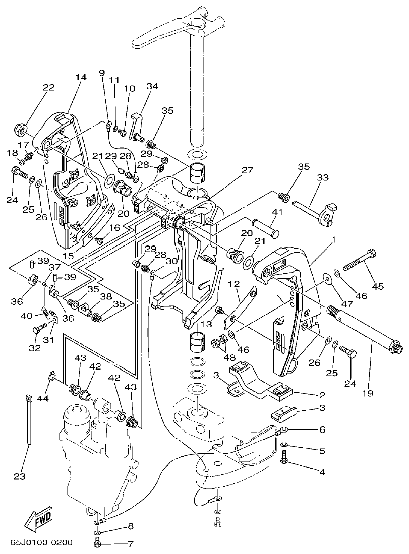 Yamaha L250BETO BRACKET 1 parts diagram