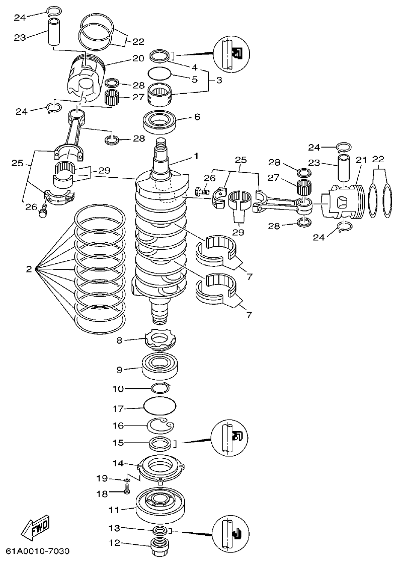Yamaha L250BETO CRANKSHAFT. PISTON parts diagram