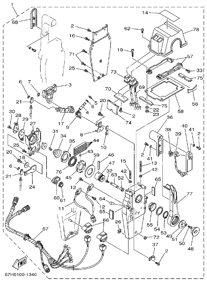 Yamaha L250BETO REMOTE CONTROL ASSY 2 parts diagram