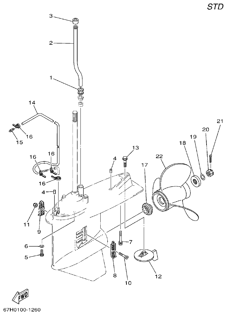Yamaha 150FETO, 200FETO, L150FETO, L200FETO LOWER CASING & DRIVE 2 parts diagram