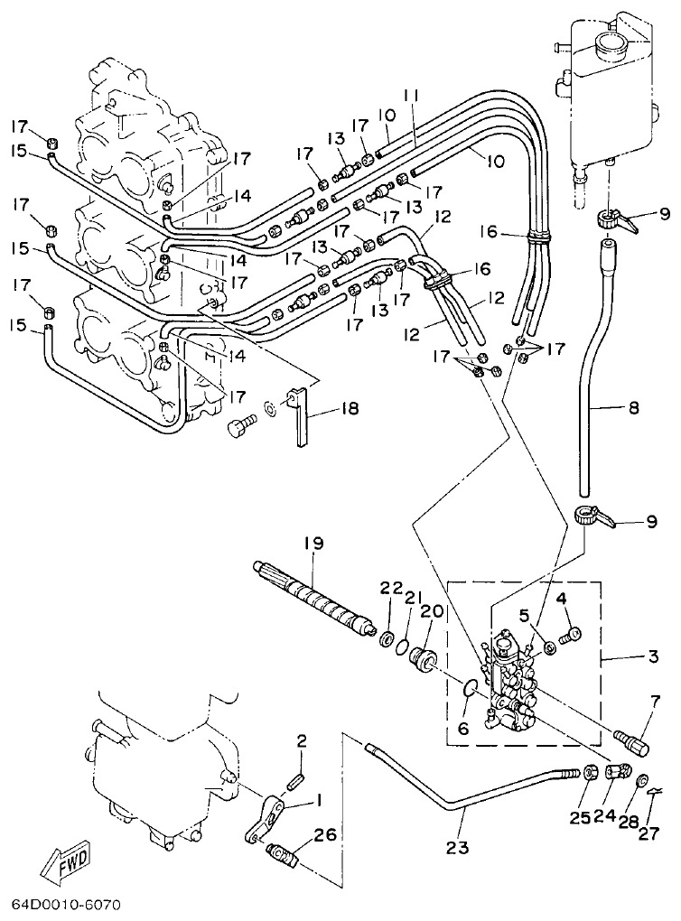 Yamaha 150FETO, 200FETO, L150FETO, L200FETO OIL PUMP parts diagram