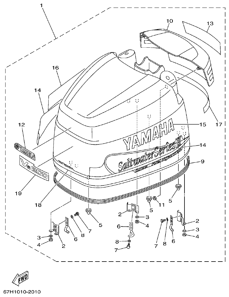 Yamaha L150J TOP COWLING parts diagram