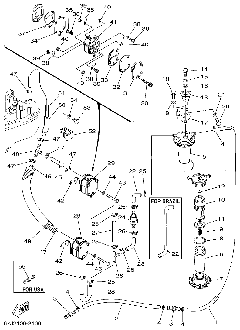 Yamaha L150J FUEL 1 parts diagram