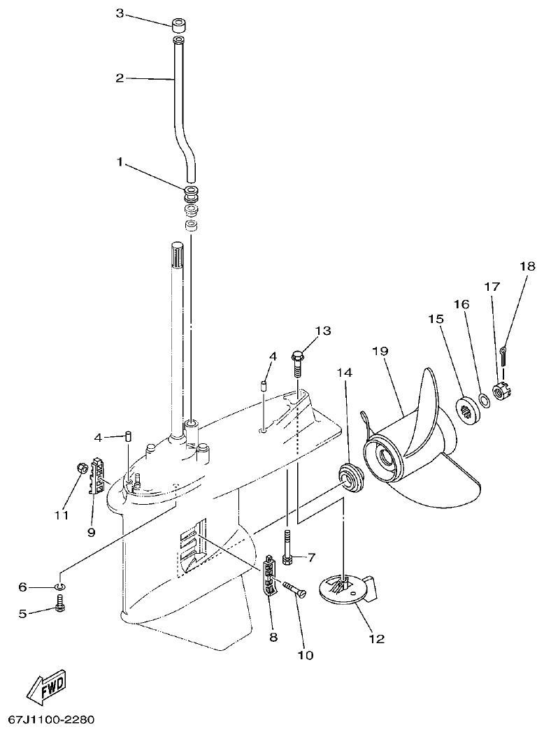 Yamaha L150J LOWER CASING. DRIVE 4 parts diagram